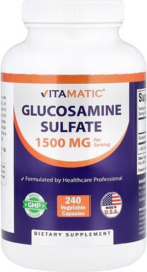 Thumbnail - Vitamatic, Glucosamine Sulfate, Glucosaminsulfat, 240 pflanzliche Kapseln (750 mg pro Kapsel)