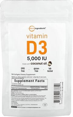 Micro Ingredients, Vitamin D3, 5.000 IU, 500 Weichkapseln