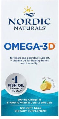 Nordic Naturals, Omega-3D, Omega-3-Fischöl mit Vitamin D, Zitrone, 120 Weichkapseln