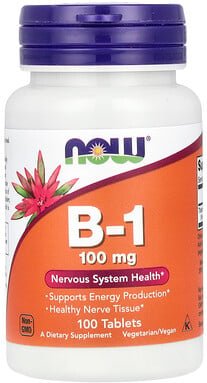 NOW Foods, B1, 100 mg, 100 Tabletten