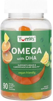 YumVs, Omega With DHA Gummies, Omega mit DHA-Fruchtgummis, Orange und Zitrone, 90 Fruchtgummis