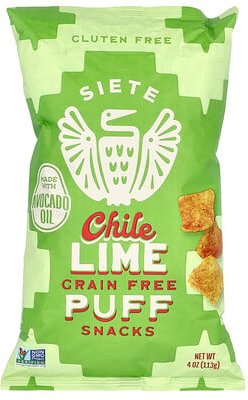 Thumbnail - Siete, Grain Free Puff Snacks, gepuffte Snacks ohne Getreide, Chile-Limette, 113 g (4 oz.)