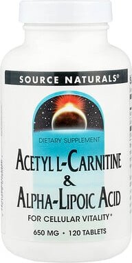 Source Naturals, Acetyl-L-Carnitin und Alpha-Liponsäure, 650 mg, 120 Tabletten