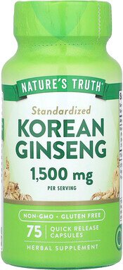 Nature's Truth, Korean Ginseng, koreanischer Ginseng, 75 Kapseln mit schneller Freisetzung (500 mg pro Kapsel)