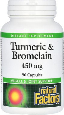 Natural Factors, Kurkuma und Bromelain, 450 mg, 90 Kapseln