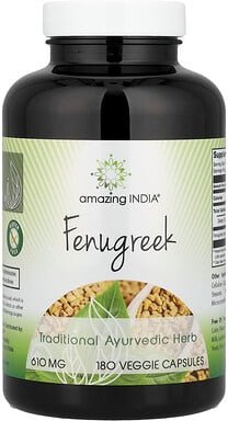 Amazing India, Fenugreek, Bockshornklee, 180 vegetarische Kapseln (610 mg pro Kapsel)