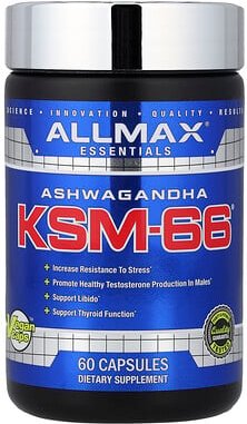 Thumbnail - ALLMAX, Essentials, Ashwagandha KSM-66®, 60 Kapseln (300 mg pro Kapsel)