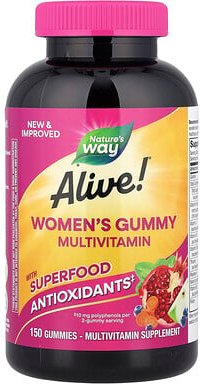 Nature's Way, Alive!® Women's Gummy Multivitamin, Fruchtgummi-Multivitamin für Frauen, gemischte Beeren, 150 Fruchtgummi...