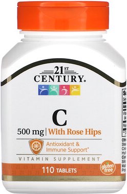 21st Century, Vitamin C mit Hagebutten, 500 mg, 110 Tabletten