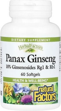 Thumbnail - Natural Factors, HerbalFactors, Panax Ginseng, Ginseng, 100 mg, 60 Weichkapseln