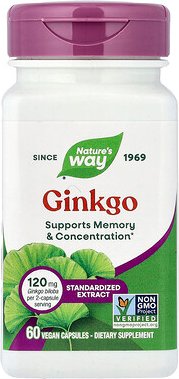 Nature's Way, Ginkgo, standardisiertes Extrakt, 60 vegane Kapseln