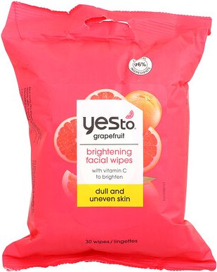 Yes To, Brightening Facial Wipes, Dull and Uneven Skin, aufhellende Gesichtstücher, für stumpfe und unebene Haut, Grapef...