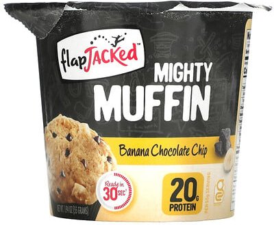 FlapJacked, Mighty Muffin with Probiotics, Mighty Muffin with Probiotics, Banane und Schokoladenstückchen, 55 g (1,94 oz...
