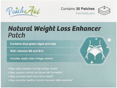 PatchAid, Natural Weight Loss Enhancer Patch, Pflaster zur Unterstützung der Gewichtsreduktion, 30 Pflaster