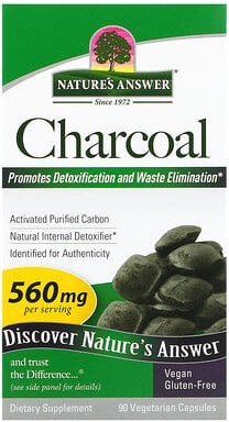 Nature's Answer, Charcoal, Aktivkohle, 90 pflanzliche Kapseln (280 mg pro Kapsel)