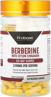 Probase Nutrition, Berberine With Ceylon Cinnamon, Berberin mit Ceylon-Zimt, 120 pflanzliche Kapseln