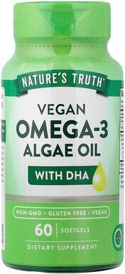 Nature's Truth, Veganes Omega-3-Algenöl mit DHA, 200 mg, 60 vegane Weichkapseln