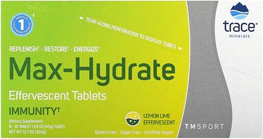 Trace, TM Sport, Max-Hydrate Immunity Brausetabletten, Zitrone-Limette, 8 Röhrchen, je 10 Tabletten