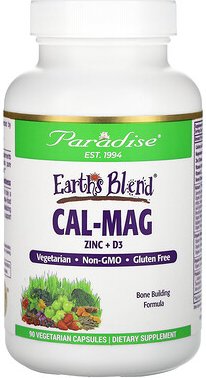 Paradise Herbs, Earth's Blend, Cal-Mag Zink + D3, 90 pflanzliche Kapseln