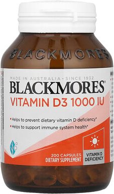 Blackmores, Vitamin D3, 25 mcg (1.000 IU), 200 Kapseln