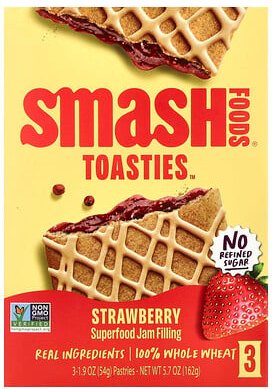 Thumbnail - Smash Foods, Toasties™, Erdbeere, 3 Gebäckstücke, je 54 g (1,9 oz.).