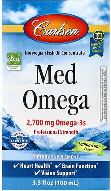 Carlson, Med Omega, Omega-3-Fischöl, Zitrone-Limette, 100 ml (3,3 fl. oz.)