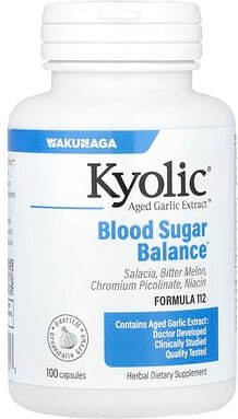 Kyolic, Gealterter Knoblauch Extrakt, Blutzuckerausgleich, Formula 112, 100 Kapseln