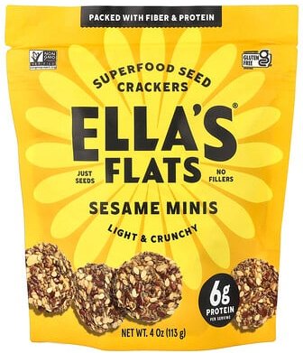 Ella's Flats, Superfood Seed Crackers, Sesam-Minis, 113 g (4 oz.)