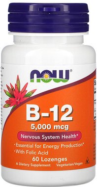 NOW Foods, B-12, 5000 mcg, 60 Lutschtabletten