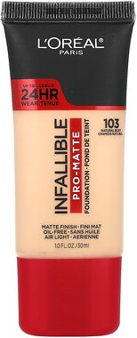 L'Oréal, Infallitable, Pro- Matte Foundation, pro-matte Foundation, 103 Natural Buff, 30 ml (1 fl. oz.)