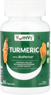 YumVs, Turmeric With BioPerine®, Kurkuma mit BioPerine®, 60 Kapseln