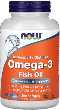 NOW Foods, Omega-3 Fish Oil, Omega-3-Fischöl, 200 Weichkapseln