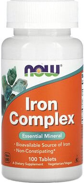 NOW Foods, Eisenkomplex, 100 Tabletten