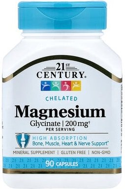 21st Century, Chelated Magnesium Glycinate, chelatiertes Magnesiumglycinat, 90 Kapseln, (100 mg pro Kapsel)