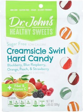 Thumbnail - Dr. John's Healthy Sweets, Creamsicle Swirl Hard Candy, Creamsicle Swirl Hard Candy, Brombeere, blaue Himbeere, Orange, ...