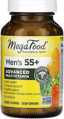 MegaFood, Men‘s 55+, Advanced Multivitamin, verbessertes Multivitamin für Männer ab 55, 60 Tabletten