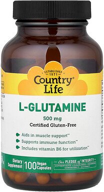 Country Life, L-Glutamin-Kapseln, 500 mg, 100 vegane Kapseln