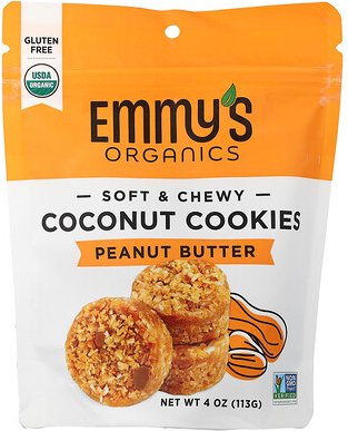 Emmy's Organic Cookies, Soft & Chewy Coconut Cookies, weiche und kernige Kokosnusskekse, Erdnussbutter, 113 g (4 oz.)