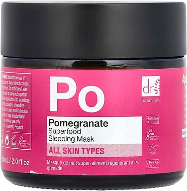 Dr. Botanicals, Superfood Sleeping Beauty Mask, Schlafröschen-Maske mit Superfoods, für alle Hauttypen, Granatapfel, 60 ...