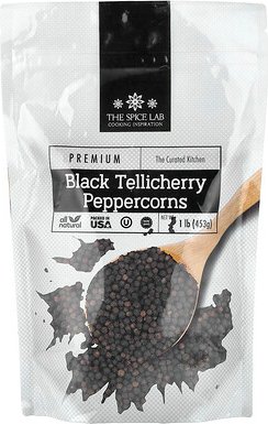 The Spice Lab, Black Tellicherry Peppercorns, schwarze Tellicherry-Pfefferkörner, 453 g (1 lb.)