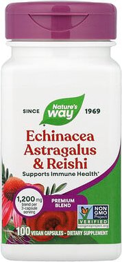Nature's Way, Echinacea Astragalus & Reishi, Echinacea, Tragant und Reishi, 100 vegane Kapseln
