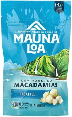 Mauna Loa, Dry Roasted Macadamias, trocken geröstete Macadamias, ungesalzen, 113 g (4 oz.)