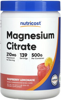 Nutricost, Magnesiumcitrat, Himbeerlimonade, 500 g (17,9 oz.)