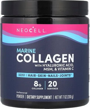 Thumbnail - NeoCell, Marine Collagen Powder With Hyaluronic Acid, MSM, & Vitamin C, Pulver aus Meereskollagen mit Hyaluronsäure, MSM...