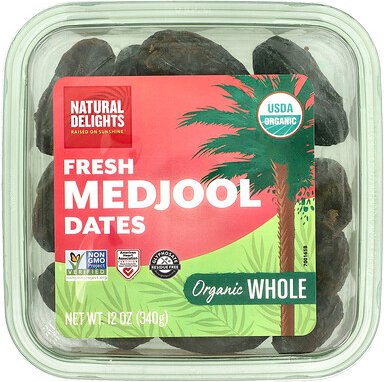 Natural Delights, Organic Fresh Medjool Dates, frische Bio-Medjool-Datteln, ganz, 340 g (12 oz.)