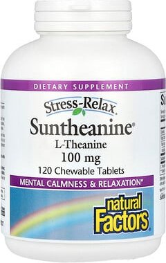 Natural Factors, Stress-Relax, Suntheanine L-Theanin, zum Entspannen bei Stress, Suntheanine L-Theanin, 100 mg, 120 Kaut...
