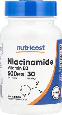Nutricost, Niacinamide, Niacinamid, 500 mg, 30 Kapseln