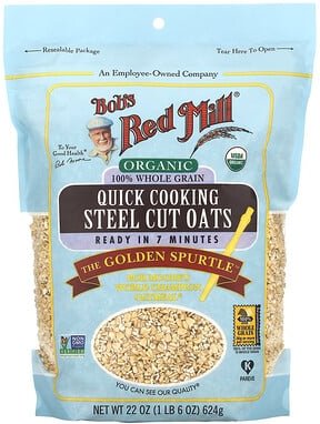 Bob's Red Mill, Bio-Schnellkoch-Stahlhafer, Vollkorn, 1 lb 6 oz (624 g)