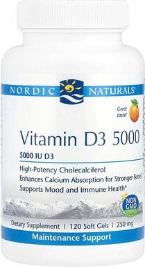 Nordic Naturals, Vitamin D3 5000, Orange, 5.000 IE, 120 Weichkapseln