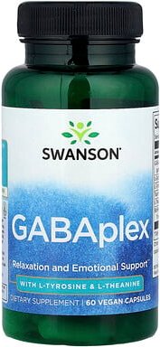 Thumbnail - Swanson, GABAplex with L-Tyrosine & L-Theanine, GABAplex mit L-Tyrosin und L-Theanin, 60 vegane Kapseln